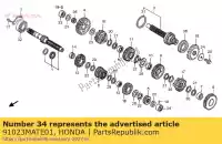 91023MATE01, Honda, Rodamiento, aguja, 22x38x19 honda cb cbr 1100 1999 2000 2001 2002 2003 2004 2005 2006 2007 2008, Nuevo