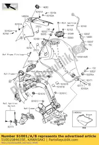 Kawasaki 51001084635E tank-comp-fuel, p.s. yello - Onderkant