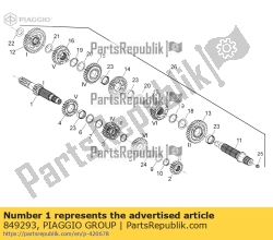 Aprilia 849293, Primary gear shaft z=14, OEM: Aprilia 849293