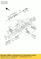 330011541TX, Kawasaki, Brazo-comp-swing, plata zx900-c1 kawasaki zx 900 1998 1999, Nuevo