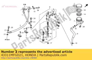 Honda 43311MFGD21 hose comp. b, rr. brake - Bottom side