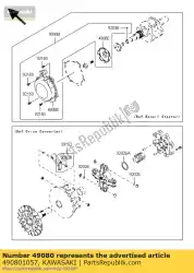 Here you can order the pulley-starting from Kawasaki, with part number 490801057: