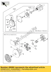 Kawasaki 490801057 pulley-starting - Bottom side