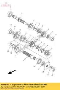 yamaha 4D3171210000 engrenagem, 2º pinhão (18t) - Lado inferior