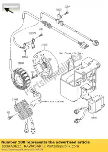 Kawasaki 180AA0625 atornillado-ws, 6x25 - Lado inferior