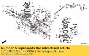 Honda 17533MEL000 caucho, l. fr. montaje en tanque - Lado inferior