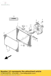 Here you can order the label cooling f from Suzuki, with part number 1799102F01: