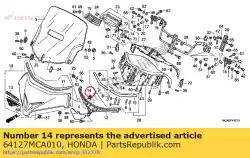 Ici, vous pouvez commander le caoutchouc, support d'écran auprès de Honda , avec le numéro de pièce 64127MCA010: