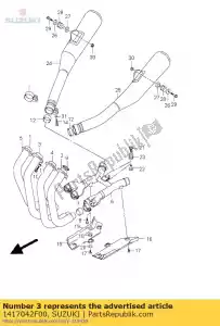 Suzuki 1417042F00 tubo, exh ctr r - Lado inferior