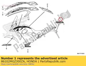 honda 86102MGZJ00ZA mark, honda (60mm) *type1* (type1 ) - Bottom side