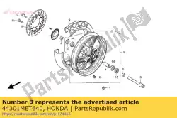 Ici, vous pouvez commander le essieu, fr. Roue auprès de Honda , avec le numéro de pièce 44301MET640: