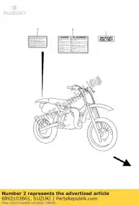 suzuki 6892103B61 label,warning - Bottom side