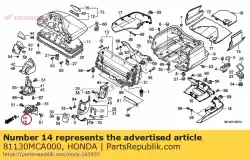 scharnier comp., r. Kofferbak van Honda, met onderdeel nummer 81130MCA000, bestel je hier online: