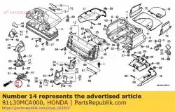 Tutaj możesz zamówić zawias., r. Baga? Nik samochodowy od Honda , z numerem części 81130MCA000: