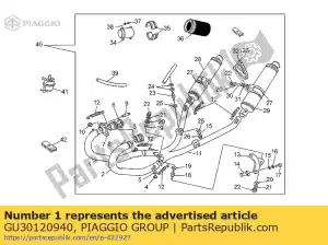 Piaggio Group GU30120940 tuyau d'échappement droit - La partie au fond