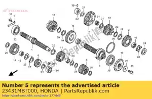 honda 23431MBT000 engrenage, arbre secondaire seconde (17t) - La partie au fond