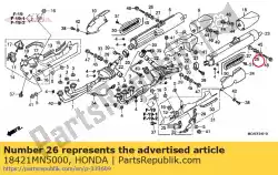 rubber, uitlaatdemperbevestiging van Honda, met onderdeel nummer 18421MN5000, bestel je hier online: