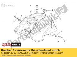 Aprilia AP8184375, Benzinetank. zwart, OEM: Aprilia AP8184375