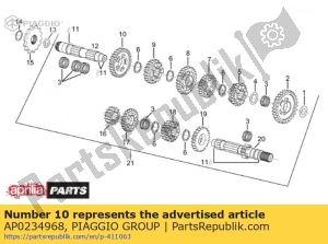 aprilia AP0234968 gear z=29 - Bottom side