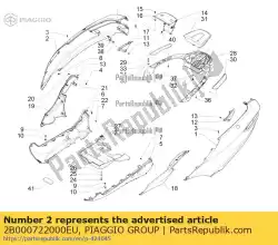 Ici, vous pouvez commander le panneau latéral droit auprès de Piaggio Group , avec le numéro de pièce 2B000722000EU: