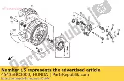 Ici, vous pouvez commander le ressort, retour de bras de frein auprès de Honda , avec le numéro de pièce 45435GC3000: