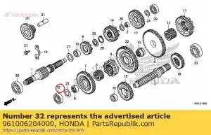 honda 961006204000 rolamento, esfera radial, 6204 - Lado inferior