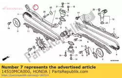 Aquí puede pedir tensor comp., cadena de levas de Honda , con el número de pieza 14510MCA000: