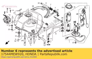 honda 17544MEW920 tubo, respiradero - Lado inferior