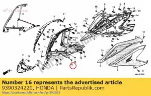 honda 9390324220 tornillo, roscado, 4x10 - Lado inferior