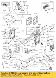 Ici, vous pouvez commander le tuyau-refroidissement, pipe-pum klx250-e auprès de Kawasaki , avec le numéro de pièce 390621566: