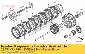 honda 22351KRNA40 plaat, koppelingsdruk - Onderkant