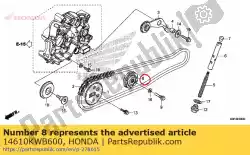 Aqui você pode pedir o comp. De rolo, guia de corrente de came em Honda , com o número da peça 14610KWB600: