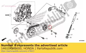 honda 14610KWB600 comp. de rolo, guia de corrente de came - Lado inferior