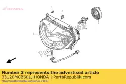 Aquí puede pedir unidad de faro de Honda , con el número de pieza 33120MCB601: