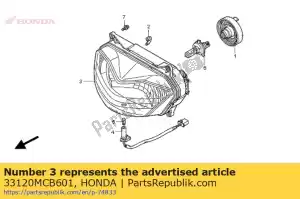 Honda 33120MCB601 unidad de faro - Lado inferior