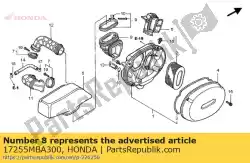 Ici, vous pouvez commander le tube, raccord de sous-chambre auprès de Honda , avec le numéro de pièce 17255MBA300: