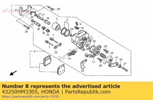 Honda 43250HM3305 pinza subconjunto, - Lado inferior