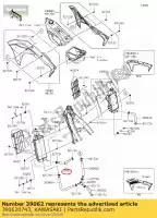 390620743, Kawasaki, 01 tubo di raffreddamento,rad.(sx)-w/p kawasaki  250 2017 2018 2019 2020, Nuovo