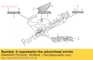 Honda 64440MZ7920ZA marca, r. capucha media * tip - Lado inferior