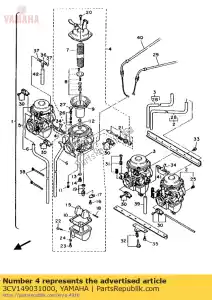 Yamaha 3CV149031000 conjunto de carburador 3 - Lado inferior