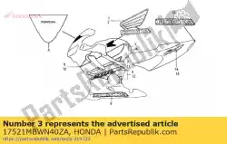 streep, r. Brandstoftank * type1 * (type1) van Honda, met onderdeel nummer 17521MBWN40ZA, bestel je hier online: