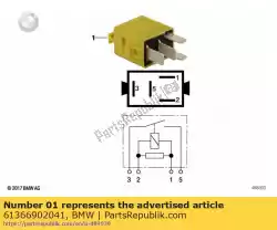 Here you can order the minirelay, make contact, yellow from BMW, with part number 61366902041: