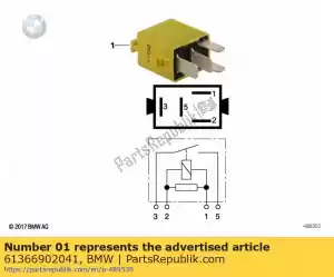 bmw 61366902041 minirelay, make contact, yellow - Bottom side