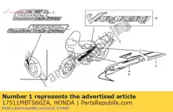 Ici, vous pouvez commander le bande, r. Réservoir de carburant * type1 * (type1) auprès de Honda , avec le numéro de pièce 17511MBTS60ZA: