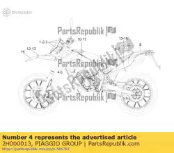 Ici, vous pouvez commander le conduit d'air droit. Décalque auprès de Piaggio Group , avec le numéro de pièce 2H000013: