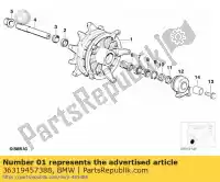 36319457388, BMW, wielnaaf, zilver, voor - abs (vanaf 09/2002) bmw  850 1100 1150 1994 1995 1996 1997 1998 1999 2000 2001 2002 2003 2004, Nieuw