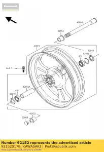 kawasaki 921520178 collar, fr, eje, l = 34 vn1600-b1 - Lado inferior