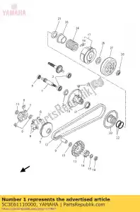 yamaha 5C3E61110000 engranaje, transmisión primaria - Lado inferior