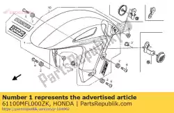 Ici, vous pouvez commander le fender comp., fr. * yr263p auprès de Honda , avec le numéro de pièce 61100MFL000ZK: