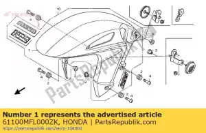 Honda 61100MFL000ZK fender comp., fr. * yr263p - La partie au fond